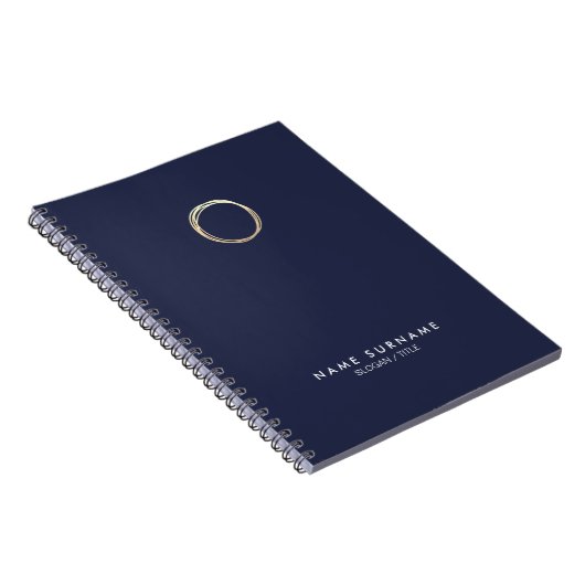 Modern minimalistische goudcirkel, Midnight Blue S Notitieboek (Rechterzijde)