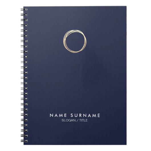 Modern minimalistische goudcirkel, Midnight Blue S Notitieboek (Voorkant)