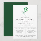 Modern minimalistische Greenery Rehearsal Dinner Aankondiging (Voorkant / Achterkant)