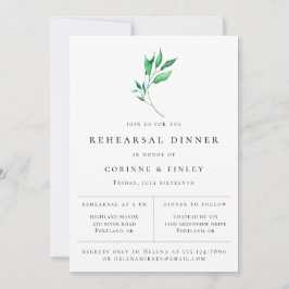 Modern minimalistische Greenery Rehearsal Dinner Aankondiging