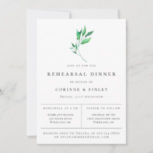Modern minimalistische Greenery Rehearsal Dinner Aankondiging