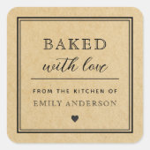 Modern minimalistische kraft-bakkerij vierkante sticker (Voorkant)