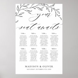 Modern minimalistische Laurel Wedding Seating Char Poster