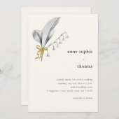 Modern minimalistische lente Lily van Valley Weddi Kaart (Voorkant / Achterkant)