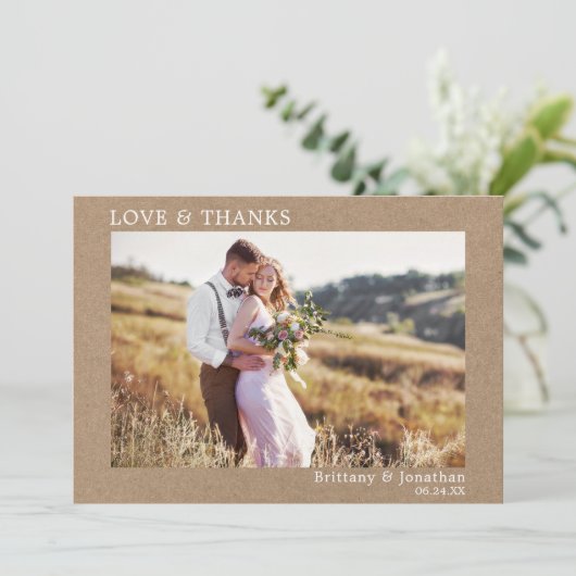 Modern minimalistische liefdesBedankt weduwschap K Bedankkaart (Staand voorkant)