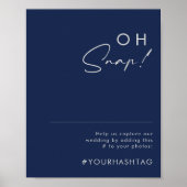 Modern minimalistische marine Blue Silver Oh Snap  Poster (Voorkant)