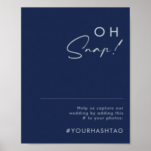 Modern minimalistische marine Blue Silver Oh Snap Poster