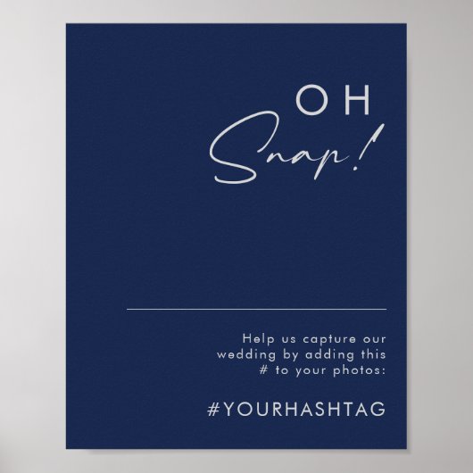 Modern minimalistische marine Blue Silver Oh Snap  Poster (Voorkant)