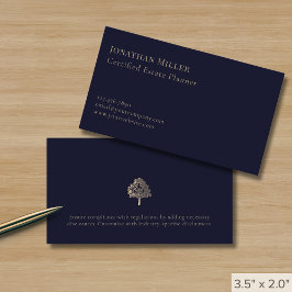 Modern minimalistische marineblauw goud visitekaartje