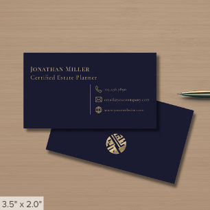 Modern minimalistische marineblauw goud visitekaartje