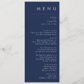 Modern minimalistische marineblauw, zilver-bruilof menu (Voorkant)