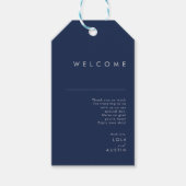 Modern minimalistische marineblauw, zilveren bruil cadeaulabel (Voorkant)