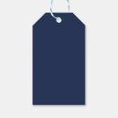 Modern minimalistische marineblauw, zilveren bruil cadeaulabel (Achterkant)