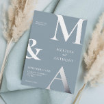 Modern minimalistische mosterdblauw monogram bruil folie uitnodiging<br><div class="desc">Moderne,  minimale uitnodigende blauwe Folie bruiloft. Biedt een vettige monogram typografie en een minimaal grafisch ontwerp. Pas tekst aan met alle details van uw speciale dag.</div>