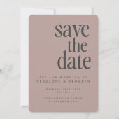 Modern minimalistische mosterdbuidel save the date (Voorkant)