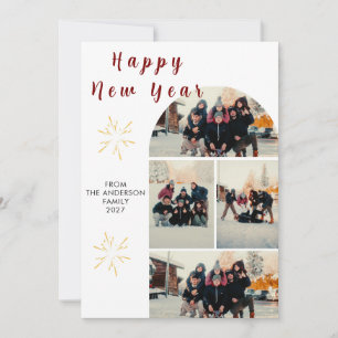 Modern Minimalistische Multi-Foto Boog Gelukkig Ni Feestdagenkaart