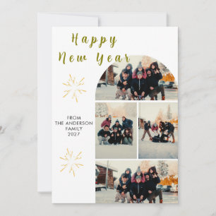 Modern Minimalistische Multi-Foto Boog Gelukkig Ni Feestdagenkaart