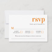 Modern minimalistische Oranje Trendy Wedding RSVP- RSVP Kaartje (Voorkant)