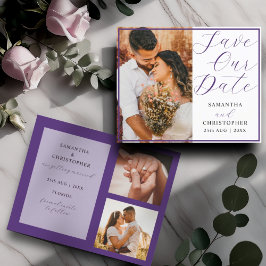 Modern Minimalistische Paarse Budget Save the Date