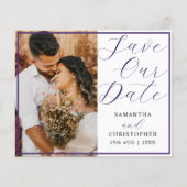 Modern Minimalistische Paarse Budget Save the Date (Voorkant)