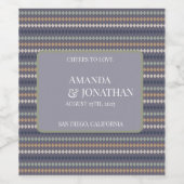 Modern minimalistische Paarse zigzagbruilding Wijn Etiket (Enkel label)