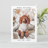 Modern Minimalistische Prettige Woefkerstmis Feestdagenkaart (Staand voorkant)