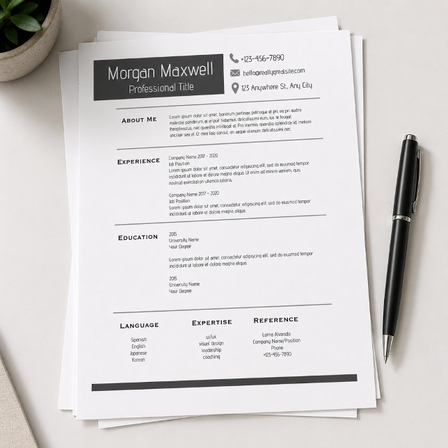 Modern Minimalistische Professionele CV-sjabloon Briefhoofd (Creator heeft geüpload)