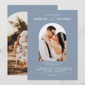 Modern minimalistische puistblauw foto-ingang kaart (Voorkant / Achterkant)