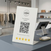 Modern Minimalistische QR-code Klantfeedback Reclamebord Met Voetstuk