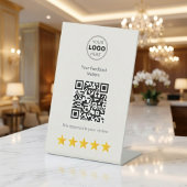 Modern Minimalistische QR-code Klantfeedback Reclamebord Met Voetstuk