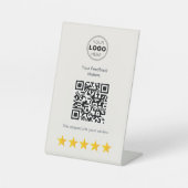 Modern Minimalistische QR-code Klantfeedback Reclamebord Met Voetstuk (Voorkant)