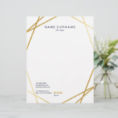 Modern minimalistische rendy Gold Geometric Letter Briefhoofd (Staand voorkant)