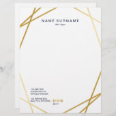 Modern minimalistische rendy Gold Geometric Letter Briefhoofd (Voorkant / Achterkant)