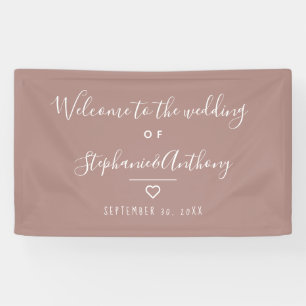 Modern minimalistische Roos Heart Wedding Spandoek