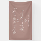 Modern minimalistische Roos Heart Wedding Spandoek (Verticaal)