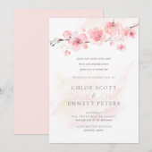 Modern minimalistische roze kerry Blossom Wedding Kaart (Voorkant / Achterkant)
