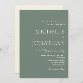 Modern minimalistische Sage Green Christelijk Wedd Kaart