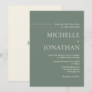 Modern minimalistische Sage Green Christelijk Wedd Kaart