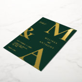 Modern Minimalistische Smaragdgroene Monogram Brui Folie Uitnodiging (Gedraaid)