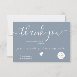 Modern minimalistische, stoffige blauwe orde bedan bedankkaart