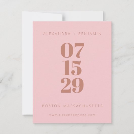 Modern minimalistische terracotta Blush volledige Save The Date (Voorkant)