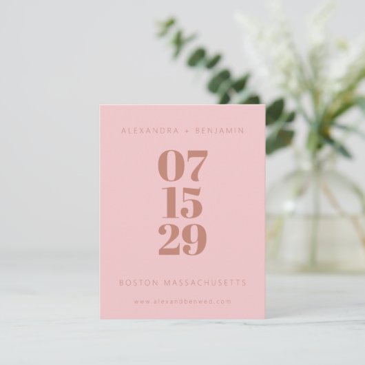 Modern minimalistische terracotta Blush volledige  Save The Date (Staand voorkant)
