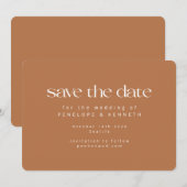 Modern minimalistische terracotta Chic Simple Wedd Save The Date (Voorkant / Achterkant)