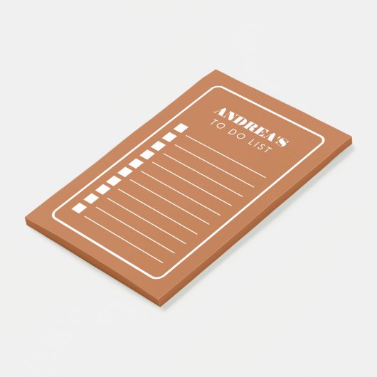 Modern minimalistische Terracotta om lijstchecklis Post-it® Notes (Schuin)
