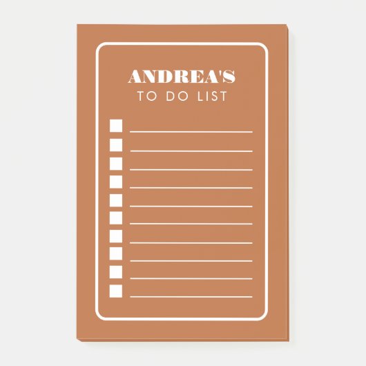 Modern minimalistische Terracotta om lijstchecklis Post-it® Notes (Voorkant)
