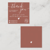 Modern minimalistische terracotta orde bedankt vierkante visitekaartje (Voorkant / Achterkant)