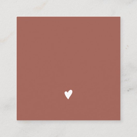 Modern minimalistische terracotta orde bedankt vierkante visitekaartje (Achterkant)