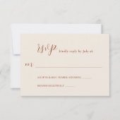 Modern minimalistische terracotta Text Wedding RSVP Kaartje (Voorkant)