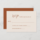 Modern minimalistische terracotta Text Wedding RSVP Kaartje (Voorkant / Achterkant)