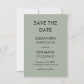 Modern Minimalistische Trouw | Salie Groen Tijdloo Save The Date (Voorkant)